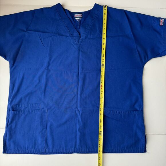 Cherokee Workwear Scrub Top Size Medium V Neck Short Sleeve Blue - Picture 13 of 14